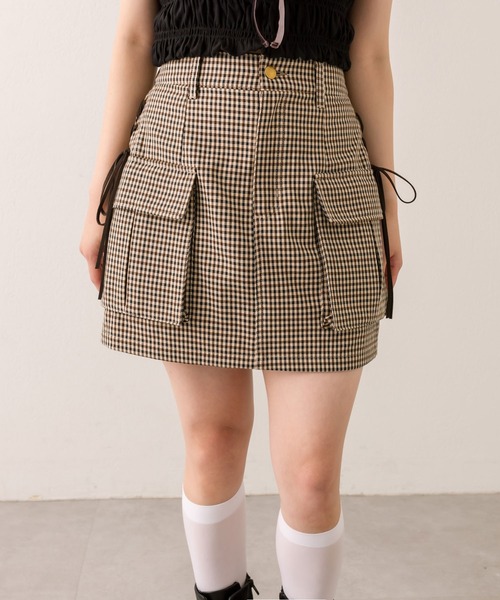 OLIVE des OLIVE（オリーブデオリーブ）の「サイドレースアップカーゴミニスカート（スカート・レディース・グレー/チェック/その他/ブラック・FREE）」の20枚目の写真