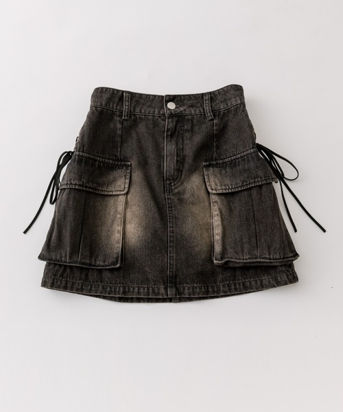 OLIVE des OLIVE（オリーブデオリーブ）の「サイドレースアップカーゴミニスカート（スカート・レディース・グレー/チェック/その他/ブラック・FREE）」の7枚目の写真
