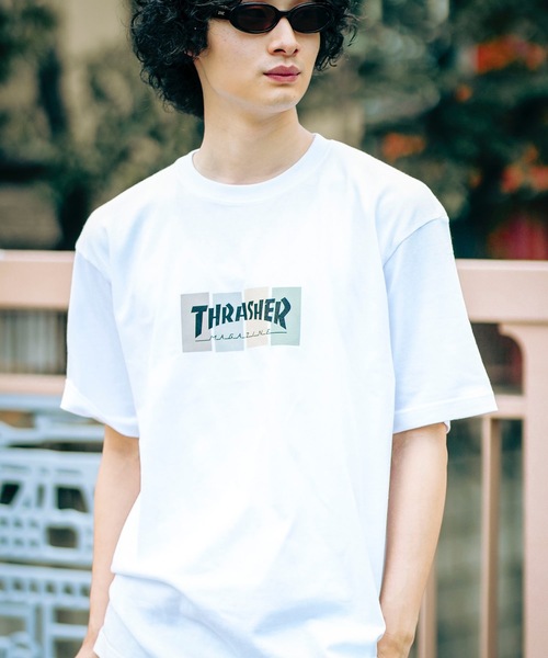 THRASHER(スラッシャー)の「4C BOX LOGO S/S T-SHIRTS/スラッシャー5.6オンススタンダードフィット4カラーボックスロゴプリント半袖Tシャツ(Tシャツ/カットソー・メンズ・ブラック系その他2/ホワイト系その他2/ブラック系その他/ホワイト系その他・MEDIUM/X-LARGE/LARGE/XX-LARGE)」の9枚目の写真