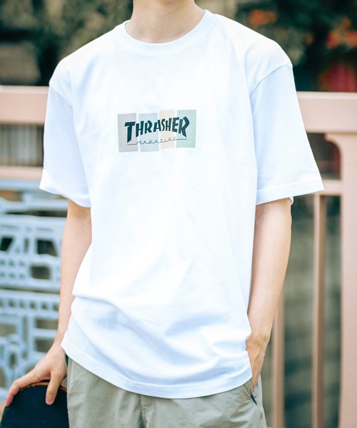 THRASHER(スラッシャー)の「4C BOX LOGO S/S T-SHIRTS/スラッシャー5.6オンススタンダードフィット4カラーボックスロゴプリント半袖Tシャツ(Tシャツ/カットソー・メンズ・ブラック系その他2/ホワイト系その他2/ブラック系その他/ホワイト系その他・MEDIUM/X-LARGE/LARGE/XX-LARGE)」の11枚目の写真