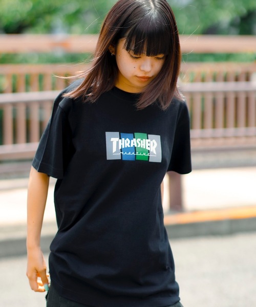 THRASHER(スラッシャー)の「4C BOX LOGO S/S T-SHIRTS/スラッシャー5.6オンススタンダードフィット4カラーボックスロゴプリント半袖Tシャツ(Tシャツ/カットソー・メンズ・ブラック系その他2/ホワイト系その他2/ブラック系その他/ホワイト系その他・MEDIUM/X-LARGE/LARGE/XX-LARGE)」の21枚目の写真
