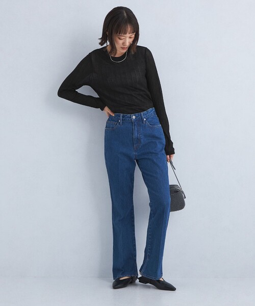 green label relaxing（グリーンレーベルリラクシング）の「シアー ワイドテレコ プルオーバー カットソー（Tシャツ/カットソー・レディース・ナチュラル/ブラック/レッド・FREE）」の5枚目の写真