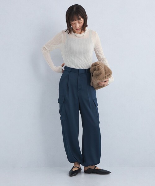 green label relaxing（グリーンレーベルリラクシング）の「シアー ワイドテレコ プルオーバー カットソー（Tシャツ/カットソー・レディース・ナチュラル/ブラック/レッド・FREE）」の8枚目の写真