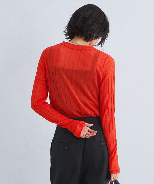 green label relaxing（グリーンレーベルリラクシング）の「シアー ワイドテレコ プルオーバー カットソー（Tシャツ/カットソー・レディース・ナチュラル/ブラック/レッド・FREE）」の9枚目の写真