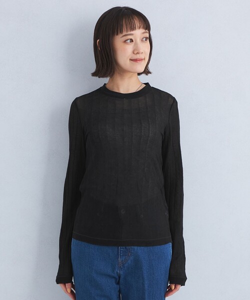 green label relaxing（グリーンレーベルリラクシング）の「シアー ワイドテレコ プルオーバー カットソー（Tシャツ/カットソー・レディース・ナチュラル/ブラック/レッド・FREE）」の11枚目の写真