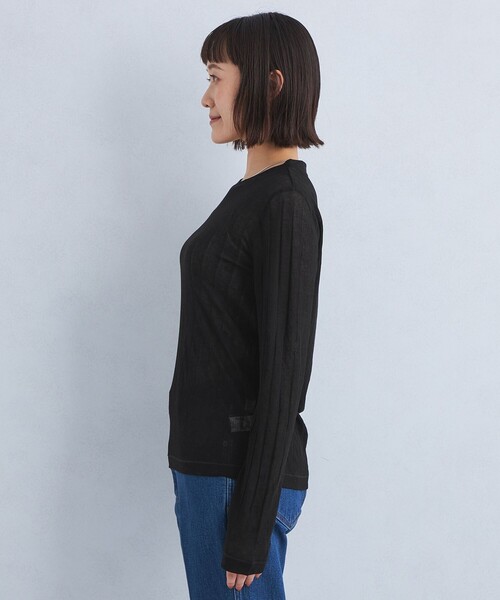 green label relaxing（グリーンレーベルリラクシング）の「シアー ワイドテレコ プルオーバー カットソー（Tシャツ/カットソー・レディース・ナチュラル/ブラック/レッド・FREE）」の12枚目の写真