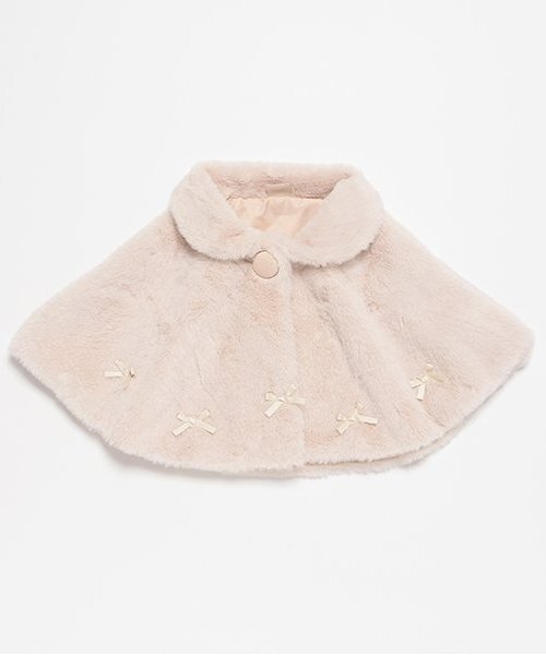 petit main（プティマイン）の「2WAY襟リボンケープ（ポンチョ・キッズ・アイボリー/ライトピンク/ライトグレー・FREE）」の3枚目の写真