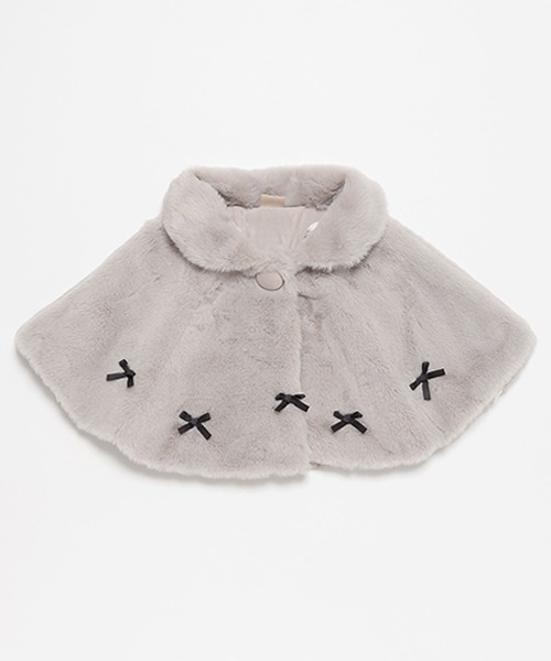 petit main（プティマイン）の「2WAY襟リボンケープ（ポンチョ・キッズ・アイボリー/ライトピンク/ライトグレー・FREE）」の6枚目の写真