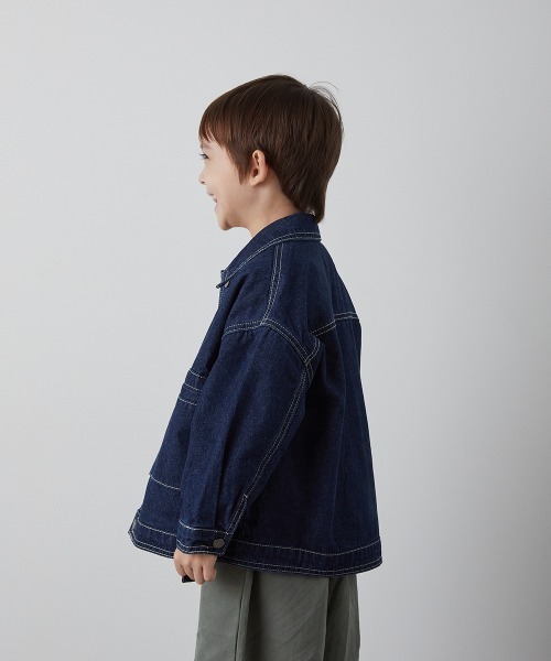 riziere(リジェール)の「配色ステッチデニムジャケット(デニムジャケット・キッズ・インディゴブルー・90/100/110/120/130/140/150)」の8枚目の写真