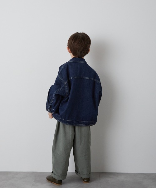 riziere(リジェール)の「配色ステッチデニムジャケット(デニムジャケット・キッズ・インディゴブルー・90/100/110/120/130/140/150)」の9枚目の写真