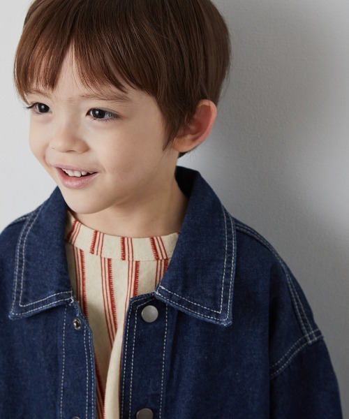 riziere(リジェール)の「配色ステッチデニムジャケット(デニムジャケット・キッズ・インディゴブルー・90/100/110/120/130/140/150)」の10枚目の写真