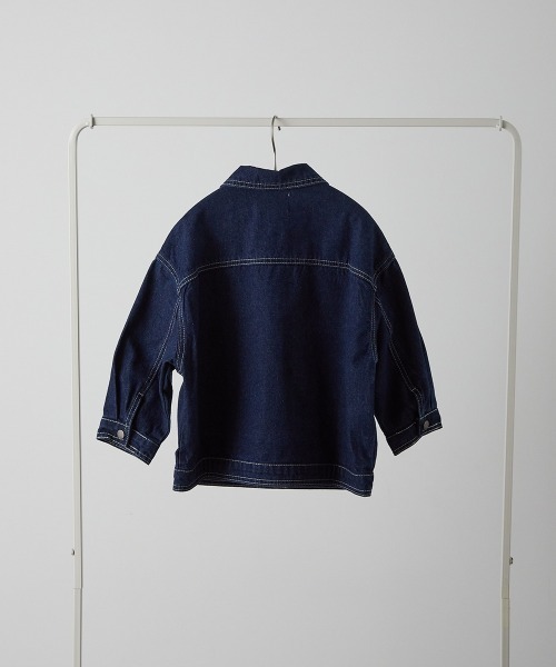 riziere(リジェール)の「配色ステッチデニムジャケット(デニムジャケット・キッズ・インディゴブルー・90/100/110/120/130/140/150)」の13枚目の写真