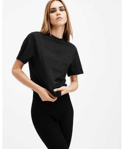 ALLSAINTS（オールセインツ）の「HOLLI DRAWCORD CREW NECK T-SHIRT | HOLLI ドローコード クルー ネック Tシャツ（Tシャツ/カットソー・レディース・ブラック・S/M/L/XS）」の4枚目の写真