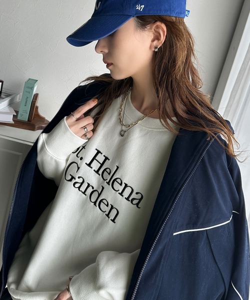 classicalelf（クラシカルエルフ）の「大人上品スタイル。前後2wayパステルロゴ刺繍 裏起毛 オーバーサイズ スウェット（スウェット・レディース・チャコール/オフホワイト/杢グレー・LARGE/MEDIUM/SMALL/X-LARGE）」の9枚目の写真