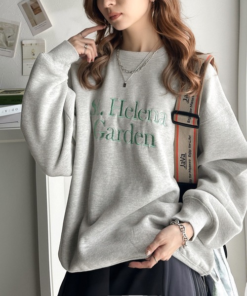 classicalelf（クラシカルエルフ）の「大人上品スタイル。前後2wayパステルロゴ刺繍 裏起毛 オーバーサイズ スウェット（スウェット・レディース・チャコール/オフホワイト/杢グレー・LARGE/MEDIUM/SMALL/X-LARGE）」の5枚目の写真