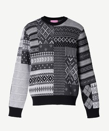 KNIT PATCHWORK JACQUARD PULLOVER