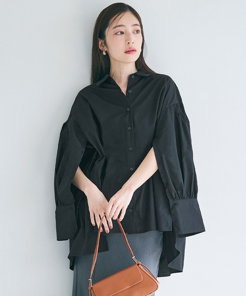 coca(coca)(コカ)の「オープンスリーブ サイドスリットシャツ(シャツ/ブラウス・レディース・ブラック/ホワイト・M/L)」の2枚目の写真