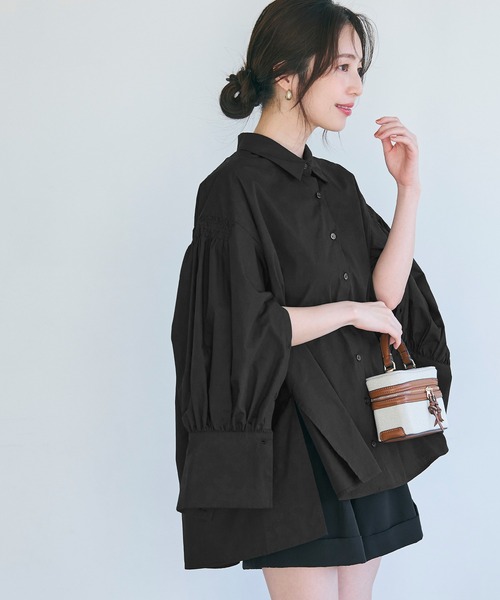 coca(coca)(コカ)の「オープンスリーブ サイドスリットシャツ(シャツ/ブラウス・レディース・ブラック/ホワイト・M/L)」の12枚目の写真