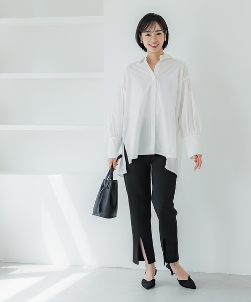 coca(coca)(コカ)の「オープンスリーブ サイドスリットシャツ(シャツ/ブラウス・レディース・ブラック/ホワイト・M/L)」の3枚目の写真