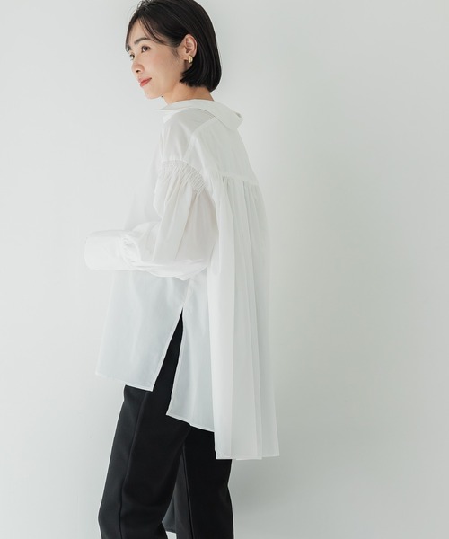 coca(coca)(コカ)の「オープンスリーブ サイドスリットシャツ(シャツ/ブラウス・レディース・ブラック/ホワイト・M/L)」の4枚目の写真