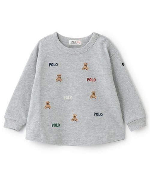 petit main(プティマイン)の「【POLO BCS】くま刺しゅう長袖Tシャツ(Tシャツ/カットソー・キッズ・ネイビー/トップグレー/アイボリー・80cm/90cm/100cm/110cm/120cm/130cm)」の2枚目の写真