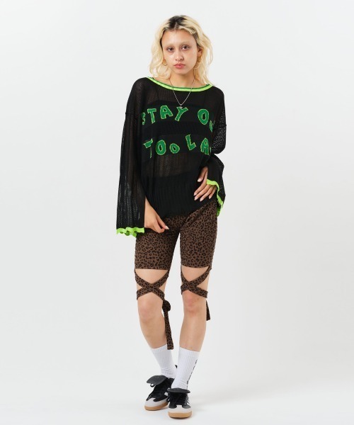 atmos pink（アトモスピンク）の「atmos pink Lace-up Leggings / アトモス ピンク レースアップ レギンス（レギンス/スパッツ・レディース・ブラック/レオパード・FREE）」の8枚目の写真