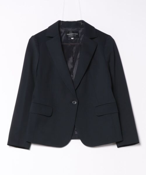 STRAWBERRY-FIELDS（ストロベリーフィールズ）の「ジャージテーラードジャケット（ノーカラージャケット・レディース・ブラック/ベージュ/ネイビー・2）」の11枚目の写真
