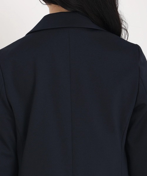 STRAWBERRY-FIELDS（ストロベリーフィールズ）の「ジャージテーラードジャケット（ノーカラージャケット・レディース・ブラック/ベージュ/ネイビー・2）」の6枚目の写真