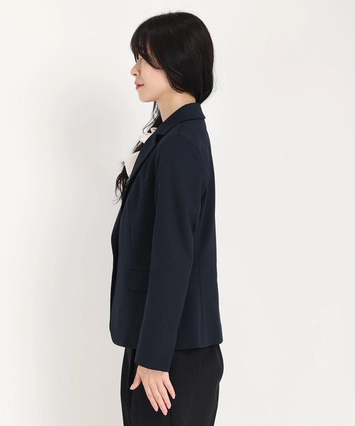 STRAWBERRY-FIELDS（ストロベリーフィールズ）の「ジャージテーラードジャケット（ノーカラージャケット・レディース・ブラック/ベージュ/ネイビー・2）」の5枚目の写真