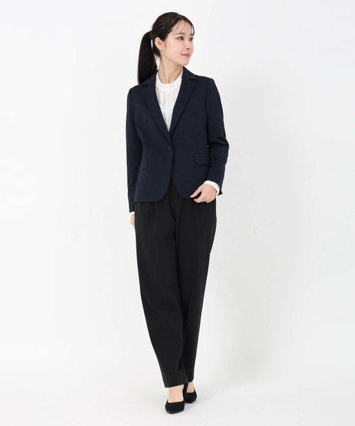 STRAWBERRY-FIELDS（ストロベリーフィールズ）の「ジャージテーラードジャケット（ノーカラージャケット・レディース・ブラック/ベージュ/ネイビー・2）」の14枚目の写真