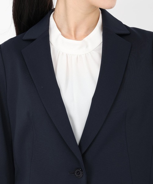 STRAWBERRY-FIELDS（ストロベリーフィールズ）の「ジャージテーラードジャケット（ノーカラージャケット・レディース・ブラック/ベージュ/ネイビー・2）」の19枚目の写真