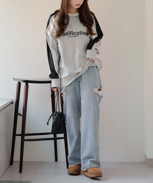 APPORTE PAR LES MARCHES（アポルテパーレマルシェ）の「ライン入りゲームロゴＰＯ（Tシャツ/カットソー・レディース・ブラック/オフホワイト/トップグレー・FREE）」の21枚目の写真