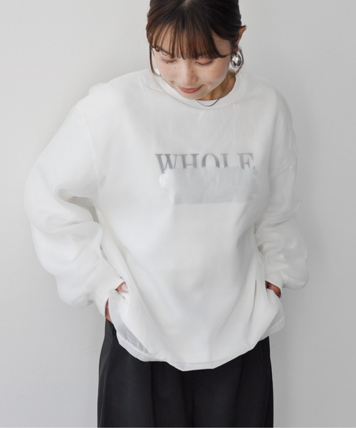 Meli rich(メリーリッチ)の「裏毛オーガンジー箔ロゴ消しスウェットプルオーバー(スウェット・レディース・オフホワイト/グレー/スミクロ・FREE)」の18枚目の写真