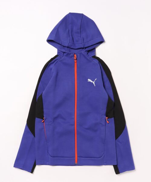 PUMA(プーマ)の「《PUMA》EVOSTRIPE フルジップフーデッドジャケット(パーカー・キッズ・ダークオリーブ/ブラック/ブルー・130/150/140/160)」の3枚目の写真