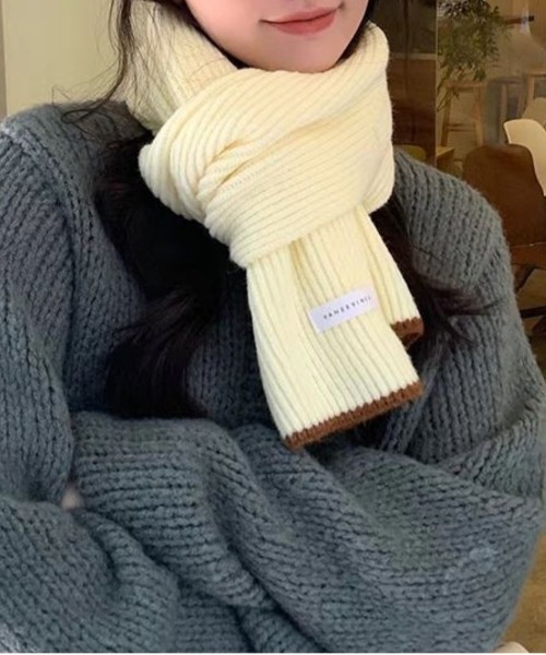 カラー ライン リブ ニット マフラー（マフラー）｜lit.Cy