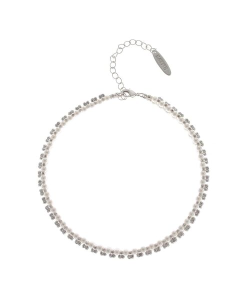 EATME（イートミー）の「フェイクパールストーンチョーカー（ネックレス・レディース・シルバー・FREE）」の4枚目の写真