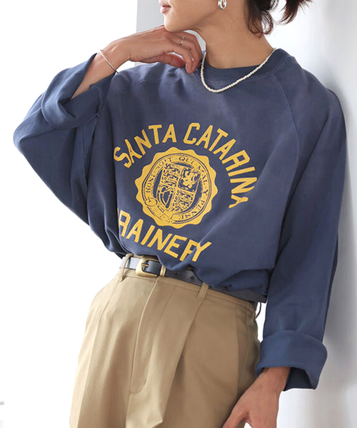 JOURNAL STANDARD relume(ジャーナルスタンダード レリューム)の「《追加》別注【GULFCOAST SPORTSWEAR】*relumeラグランハーフスリーブスウェット(スウェット・レディース・ブラウン/ネイビー/サックスブルー・FREE)」の2枚目の写真