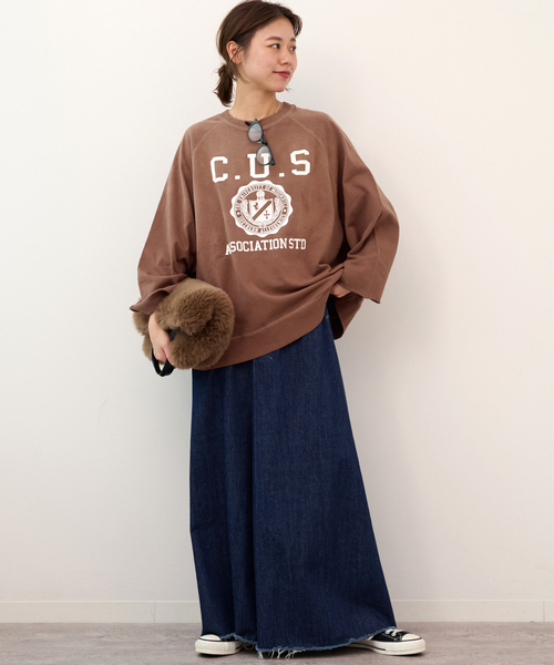 JOURNAL STANDARD relume(ジャーナルスタンダード レリューム)の「《追加》別注【GULFCOAST SPORTSWEAR】*relumeラグランハーフスリーブスウェット(スウェット・レディース・ブラウン/ネイビー/サックスブルー・FREE)」の4枚目の写真