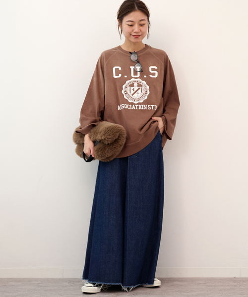 JOURNAL STANDARD relume(ジャーナルスタンダード レリューム)の「《追加》別注【GULFCOAST SPORTSWEAR】*relumeラグランハーフスリーブスウェット(スウェット・レディース・ブラウン/ネイビー/サックスブルー・FREE)」の5枚目の写真