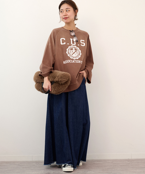 JOURNAL STANDARD relume(ジャーナルスタンダード レリューム)の「《追加》別注【GULFCOAST SPORTSWEAR】*relumeラグランハーフスリーブスウェット(スウェット・レディース・ブラウン/ネイビー/サックスブルー・FREE)」の6枚目の写真