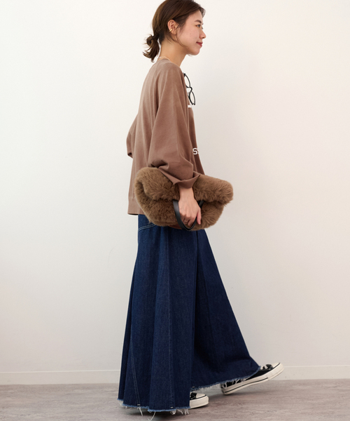 JOURNAL STANDARD relume(ジャーナルスタンダード レリューム)の「《追加》別注【GULFCOAST SPORTSWEAR】*relumeラグランハーフスリーブスウェット(スウェット・レディース・ブラウン/ネイビー/サックスブルー・FREE)」の7枚目の写真