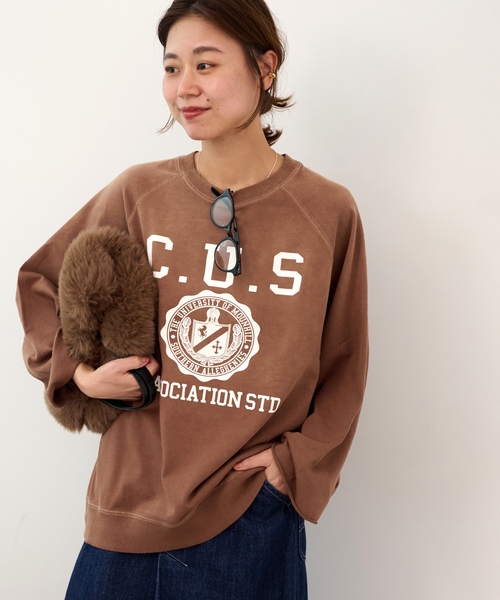 JOURNAL STANDARD relume(ジャーナルスタンダード レリューム)の「《追加》別注【GULFCOAST SPORTSWEAR】*relumeラグランハーフスリーブスウェット(スウェット・レディース・ブラウン/ネイビー/サックスブルー・FREE)」の9枚目の写真