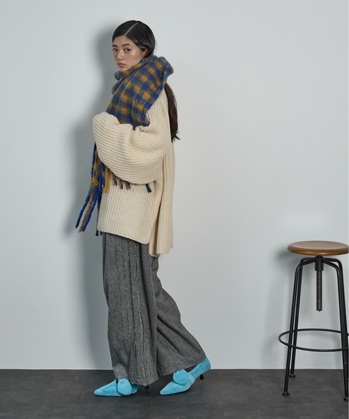 THE YOn(ザヨン)の「ギンガムチェックビッグマフラー(マフラー・レディース・ブルー/ピンク/ブラック・FREE)」の9枚目の写真