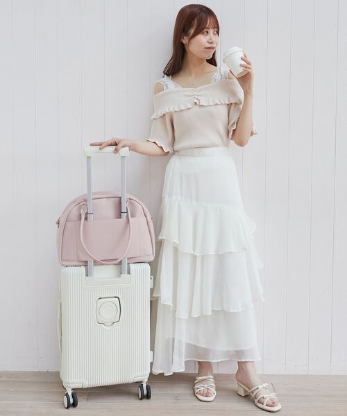 MAJESTIC LEGON（マジェスティックレゴン）の「キャリーオンボストンバッグ（ボストンバッグ・レディース・ピンク/アイボリー/ブラック・FREE）」の14枚目の写真