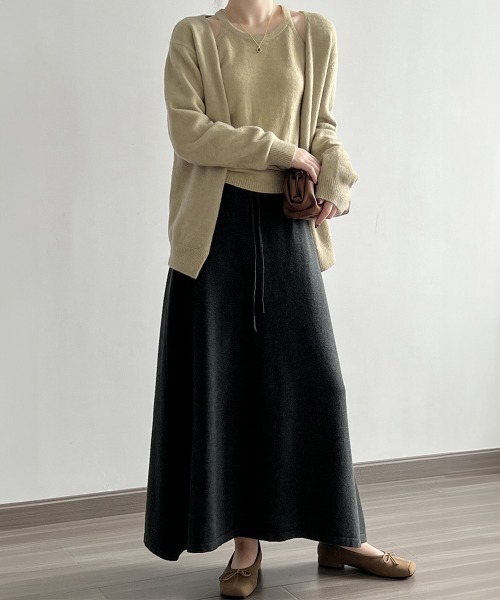 Miniministore(ミニミニストア)の「ニットアンサンブル レディース2点セット(ニット/セーター・レディース・ダークグレー/サックスブルー/オフホワイト/キャメル/ベージュ・FREE)」の7枚目の写真