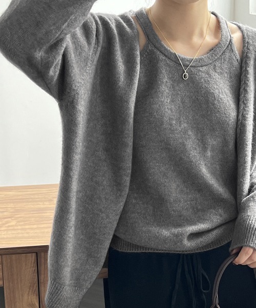 Miniministore(ミニミニストア)の「ニットアンサンブル レディース2点セット(ニット/セーター・レディース・ダークグレー/サックスブルー/オフホワイト/キャメル/ベージュ・FREE)」の14枚目の写真
