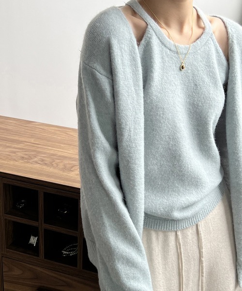 Miniministore(ミニミニストア)の「ニットアンサンブル レディース2点セット(ニット/セーター・レディース・ダークグレー/サックスブルー/オフホワイト/キャメル/ベージュ・FREE)」の18枚目の写真
