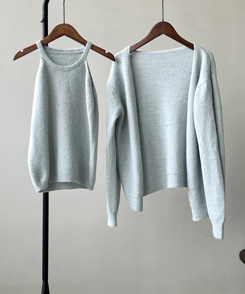 Miniministore(ミニミニストア)の「ニットアンサンブル レディース2点セット(ニット/セーター・レディース・ダークグレー/サックスブルー/オフホワイト/キャメル/ベージュ・FREE)」の22枚目の写真