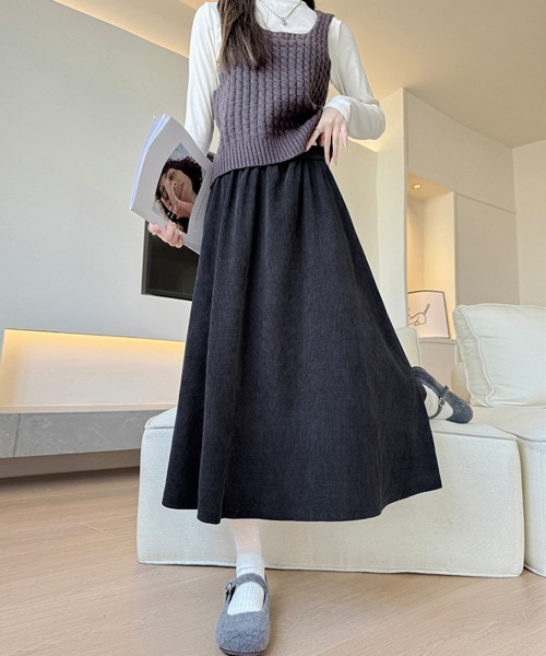 Miniministore(ミニミニストア)の「フレアスカート ロングスカート Aライン(スカート・レディース・チャコールグレー/ダークベージュ/ブラック/アイボリー・FREE)」の16枚目の写真