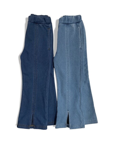 BRANSHES（ブランシェス）の「【あったか】フレア裏起毛デニムパンツ（デニムパンツ・キッズ・ネイビー/ブルー・140/80/150/90/120/130/110/100）」の3枚目の写真